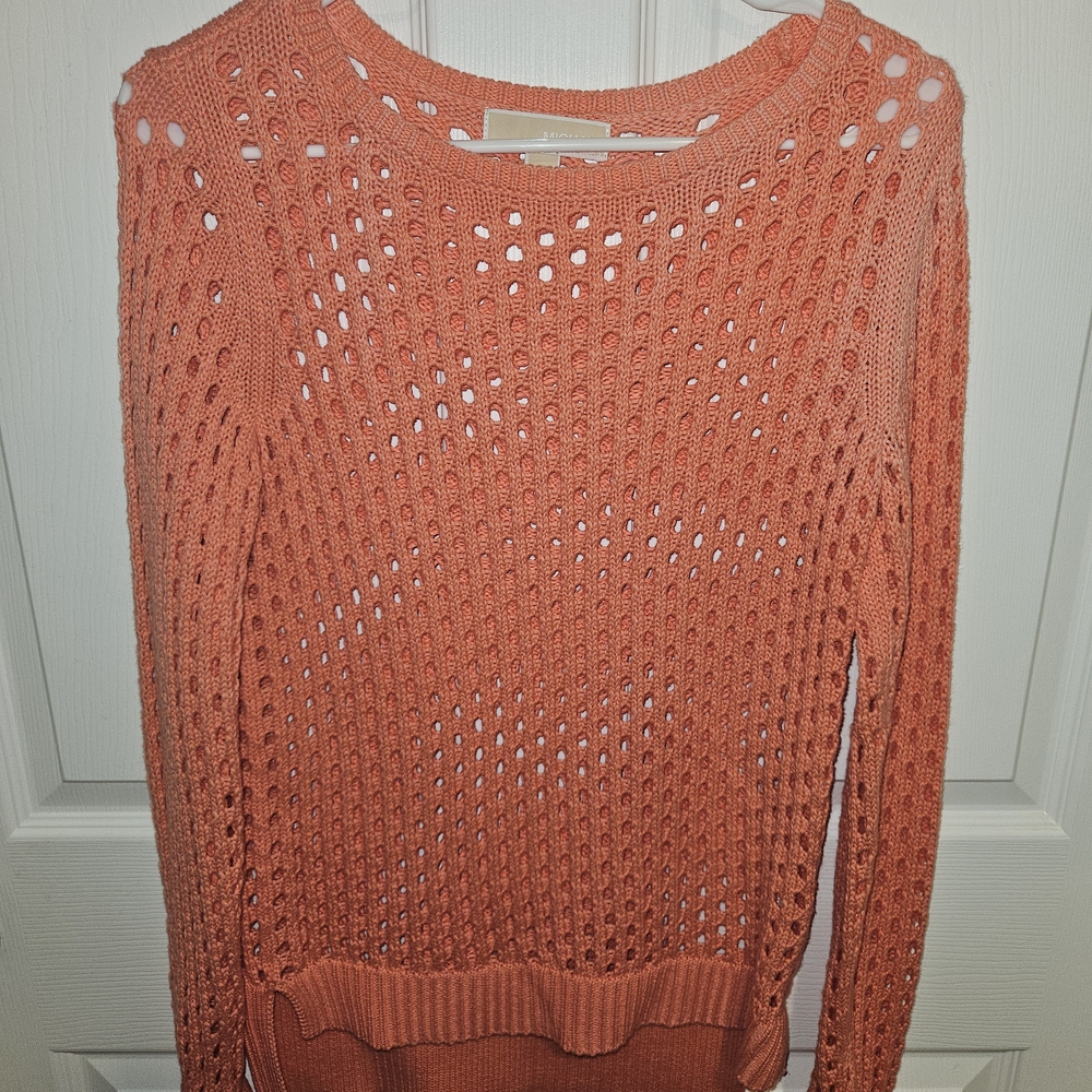 Michael Kors Coral Open-Knit Sweater
